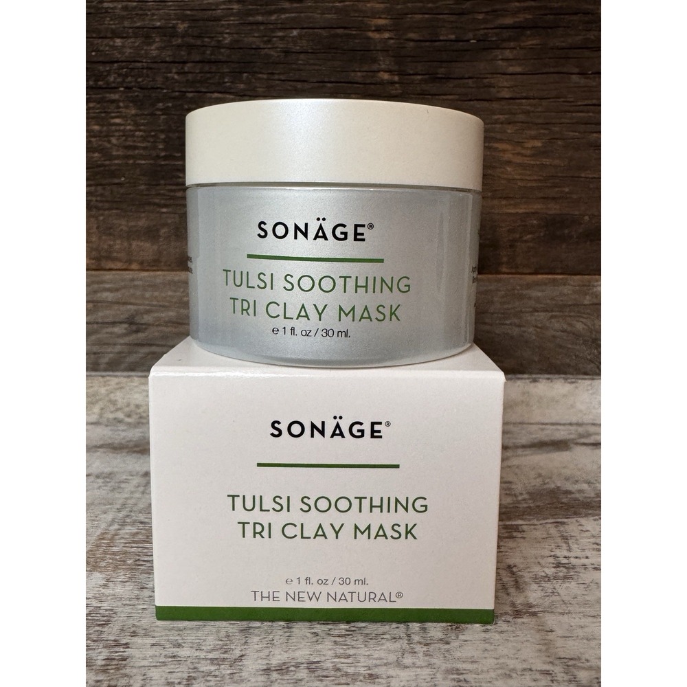 Sonage Tulsi Soothing Tri-Clay Mask 1oz | Detox & Calm | $20 MSRP